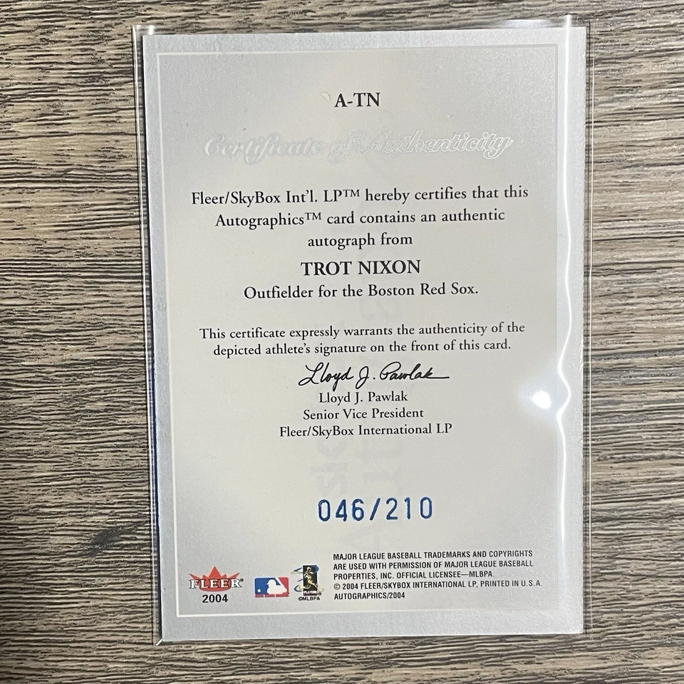 Trot Nixon 2004 Fleer Skybox autógrafo azul/210 #A-TN Boston Red Sox Foto 2 de 2