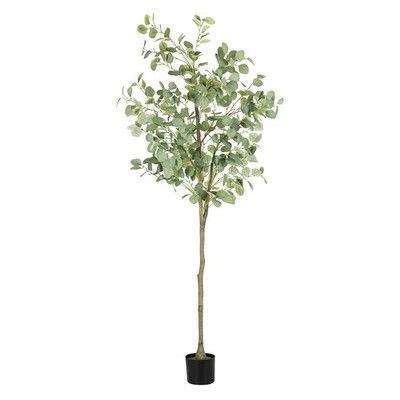 Artificial Eucalyptus Tree,6Ft Tall Fake Potted Tree Silk Faux Eucalyptus Tre...