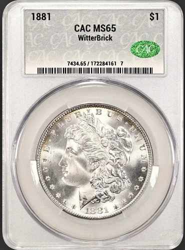 1881 MORGAN SILVER DOLLAR CACG MS65 WITTERBRICK