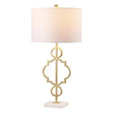 JONATHAN Y JYL3026A July 31" Metal LED Table Lamp Modern Contemporary,Gold/White