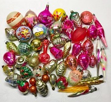 Set 50 pcs Soviet Vintage glass Christmas tree Ornament - USSR decoration  1006