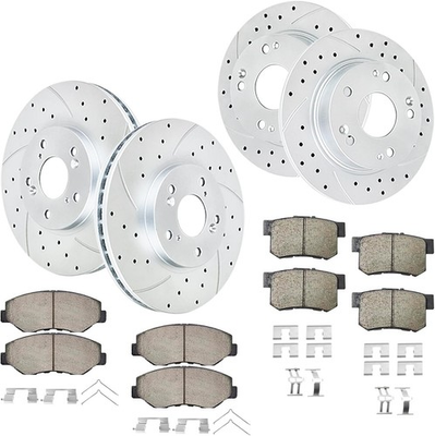 #ad Front Rear Brake Kit for 2.4L Accord Drilled Slotted Rotors Ceramic Pads $207.56