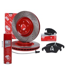 Bremsscheiben + Bremsbeläge vorne + Bremsenreiniger für AUDI A4 B8 (Avant), A5