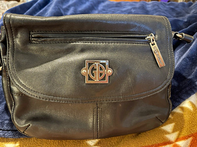 Giani Bernini Black Crossbody Bag, Silver Hardware, Zip, Detachable Strap
