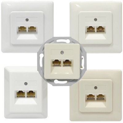 2-Fach Anschlußdose UAE RJ45 8/8 (4)-8/8 (4) Aufputz Unterputz 8/8 (8)-8/8 (8)