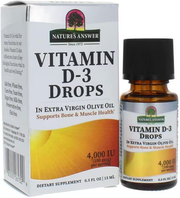 2 X Nature's Answer Vitamin D-3 Drops -- 4000 IU - 0.5 fl oz
