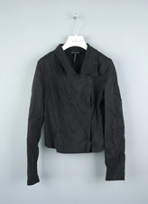 SARAH PACINI Womens Black Zip Linen Jacket Si...