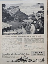 1955 Sinclair Oil  Park Ranger Glacier National Park Service salute vintage ad