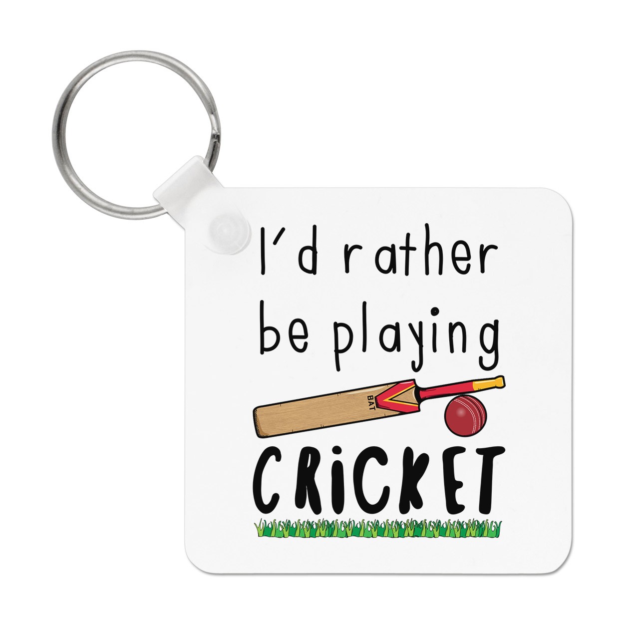 I'd Rather Be Playing Cricket Keyring Key Chain - Funny