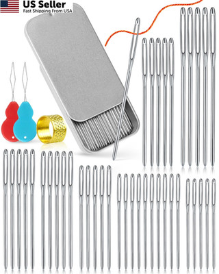 FIVEIZERO 80/40 PCS Large-Eye Blunt Needles,8 Sizes Stainless Steel 40PCS, 40 