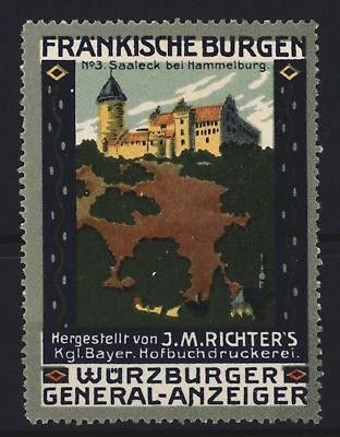 Reklamemarke Würzburg, J.M. Richter Hofbuchdruckerei, Würzburger General-Anzeig 