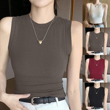 Sleeveless Camisole Vest Women Round Neck Basic Top Suitable for Daily Wear