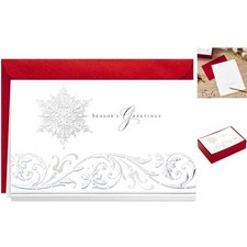 Set of 40 Elegant Snowflake Holiday Cards with Envelopes - Season's Greetings