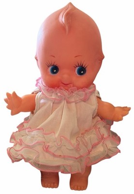 Kewpie Baby Doll Blue Eyes Molded hair Dress Has A Couple Light Stains 9 