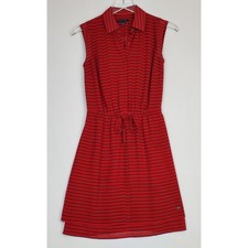 Tommy Hilfiger XS stripped dress sleeveless chiffon red classic summer nautical