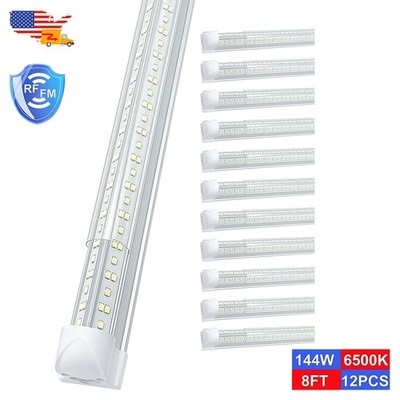 8 Foot LED Shop Lights 144W Fixture 8FT T8 LED Tube Light 8' Garage Light 12Pack