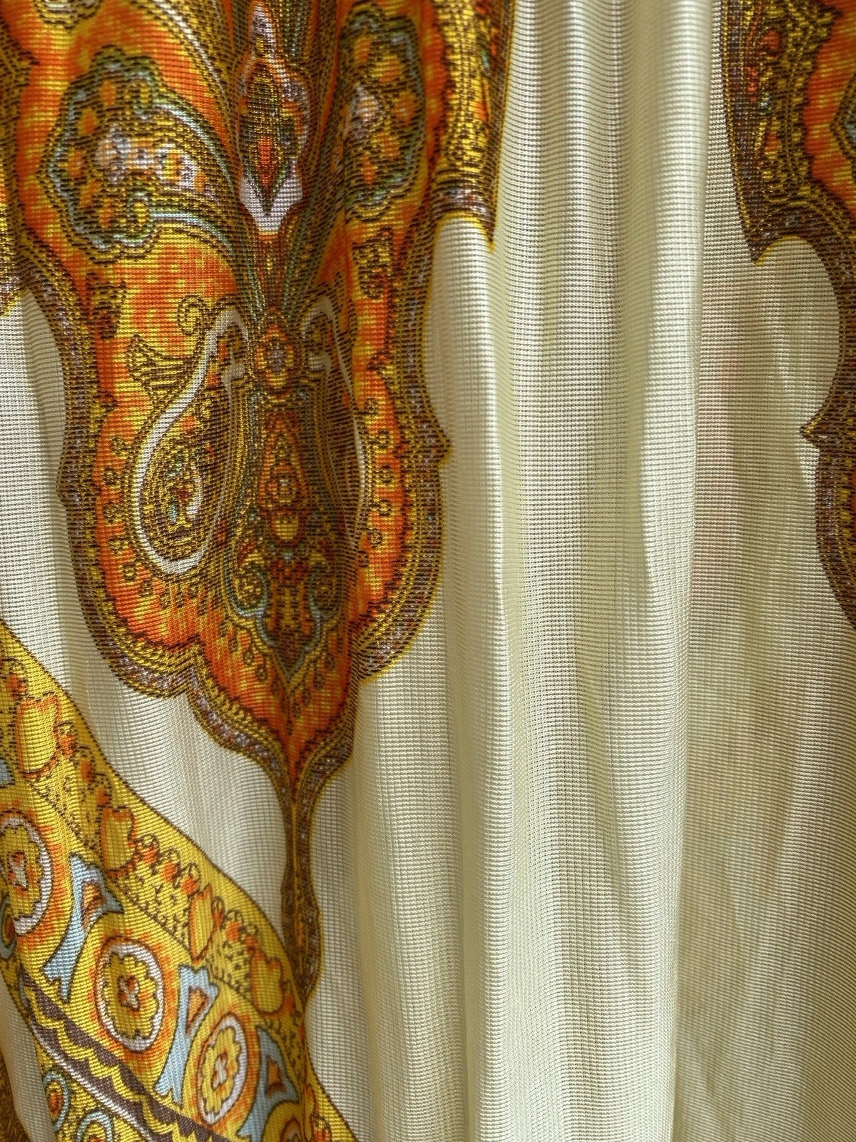 Maxi abito vintage anni 70 elegante Miss California 10 Versace Esque arancione