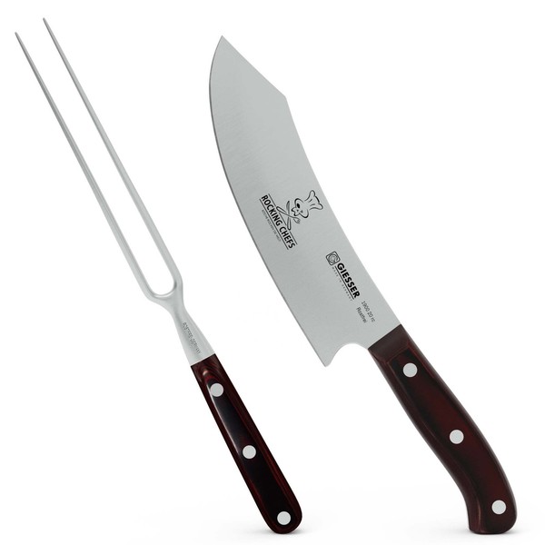 Giesser Messer Premiumcut 2Er Set 20Cm Chefs + Fleischgabel Micarta Rocking Chef-image