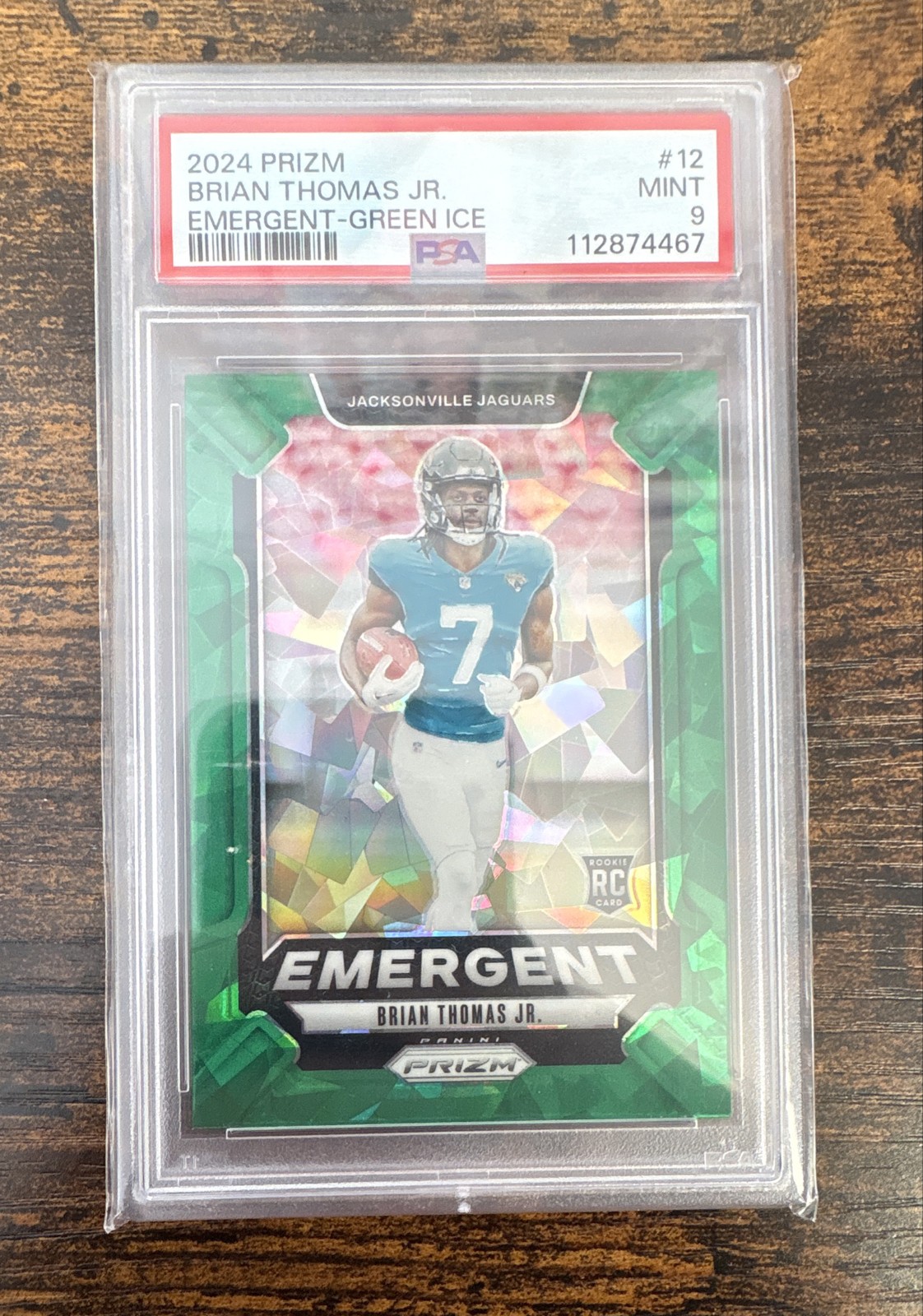 2024 Panini Prizm - Emergent Brian Thomas Jr. #12 Green Ice Prizm (RC)