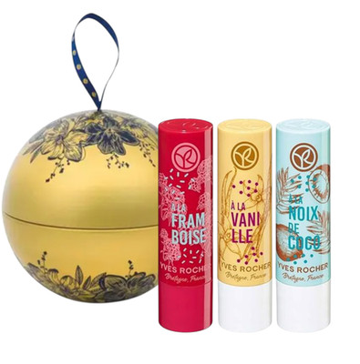 Yves Rocher Coconut Raspberry Vanilla Lip Balm 3er Set Christmas Holiday Gift