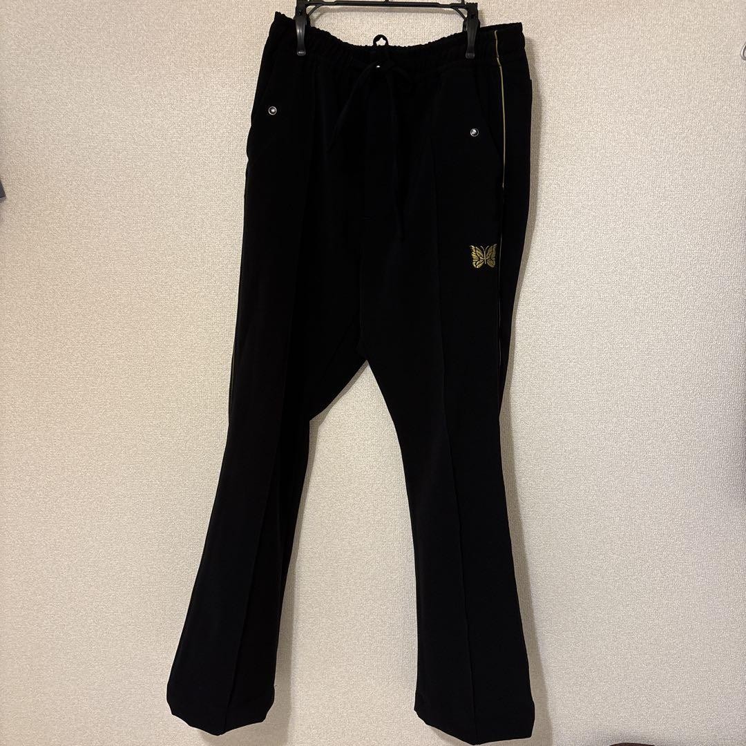 Retro Bootcut Black Needles Pants NS151 with Embroidered Butterfly Piping Size S