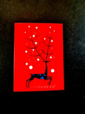 1 VTG American Artists Group Eyvind Earle Xmas Greeting Card “Leaping Deer” Fun