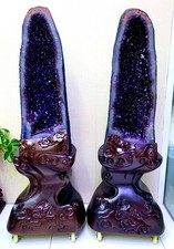 780LB Natural Brazil Amethyst geode Crystal quartz Church Cathedral Geode+stand