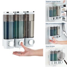 Wall Mounted Shampoo Conditioner Dispenser No Drill Large Capacity Bathroom
