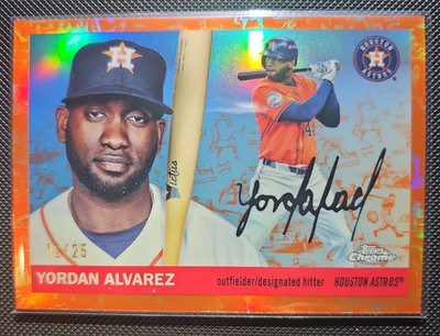 2025 Topps Chrome Platinum, Yordan Alvarez, Orange Toile Refractor /25