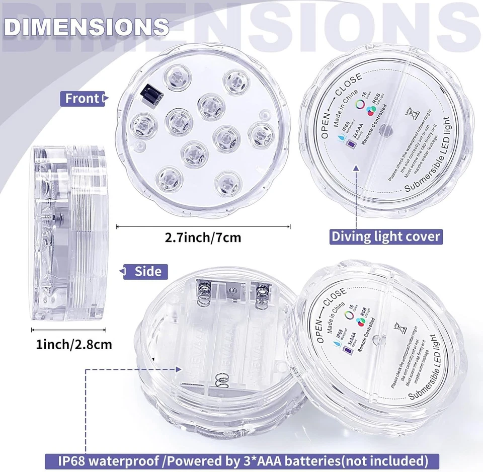 16-Color Waterproof LED Pool Lights with Remote Control - Image 4 of 4