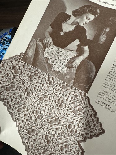 Chair Sets Runners Pattern Book 7673 1944 15 Page Vintage Crochet Doilies - Picture 16 of 18