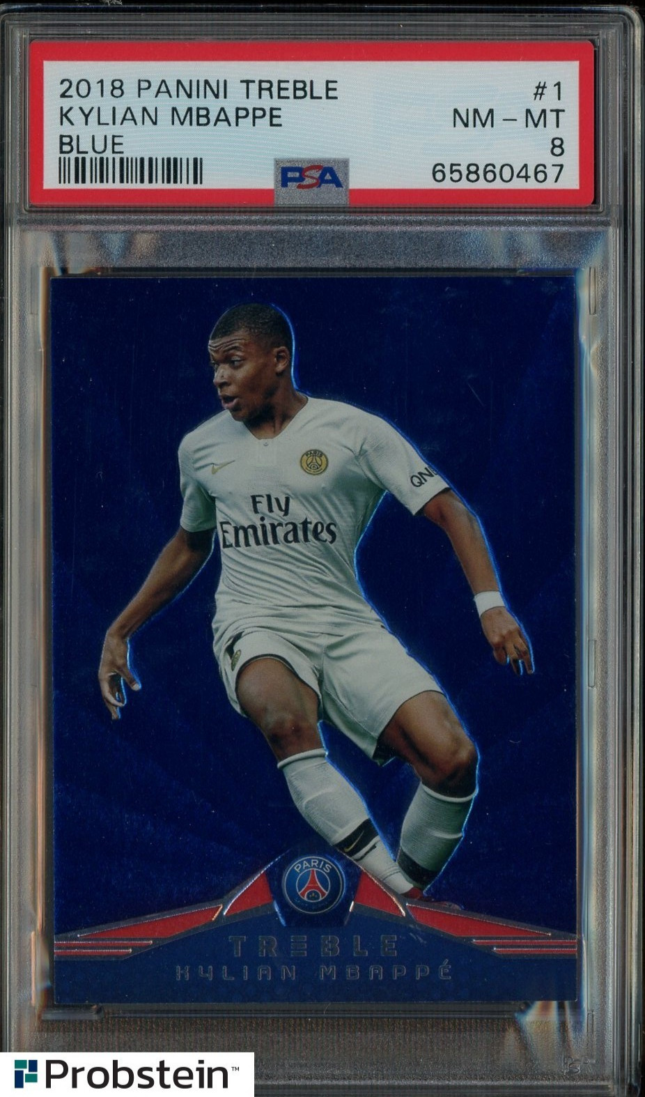 2018-19 Panini Treble Soccer Blue #1 Kylian Mbappe PSG 50/75 PSA 8 NM-MT