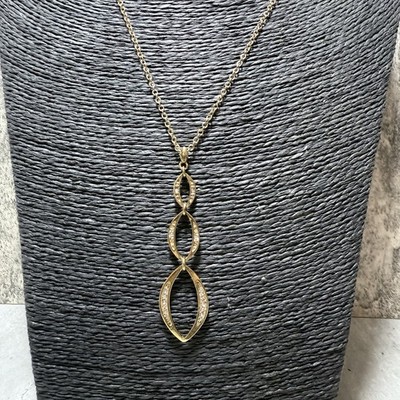 FIORELLI funkelnde Ringe Anhänger Halskette goldfarben hübsch Kitsch Retro 50 cm