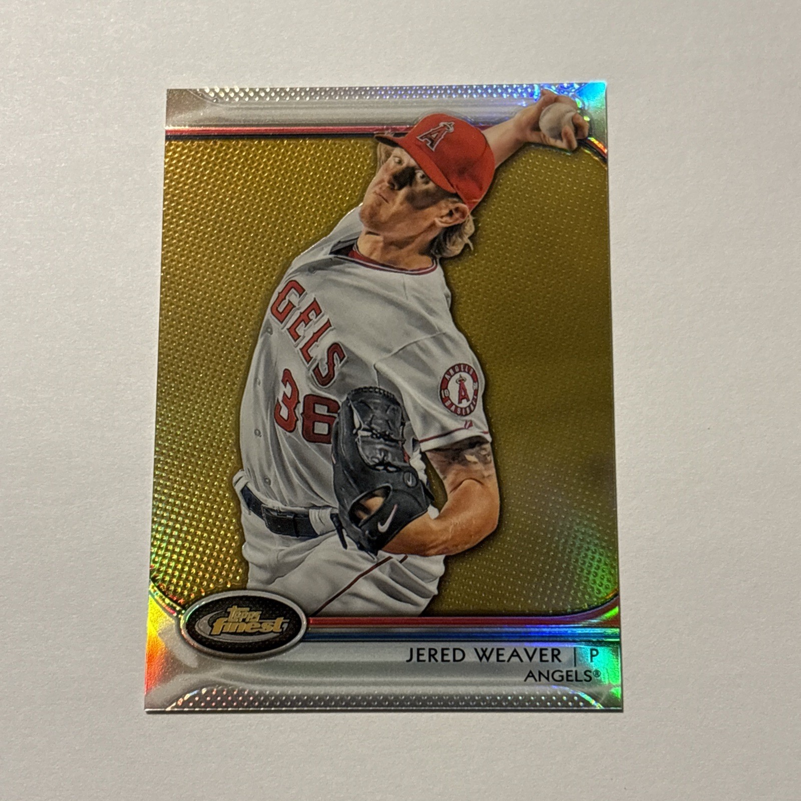 Jered Weaver 2012 Finest Gold Refractor Parallel Card #28 Angels /50
