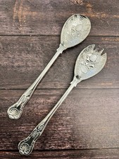 Silver / EPNS Kings Pattern Salad Spoons Vintage
