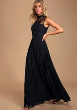 Lulus Ashley Pleated Lace Maxi Dress Small Nwot