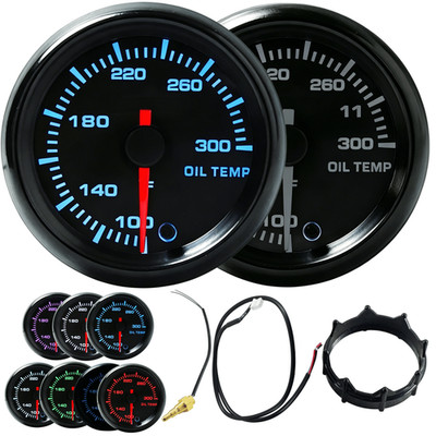 2'' 52mm Pointer Oil Temperature Gauge w/ Sensor Harness Bracket 104-284  7 Color