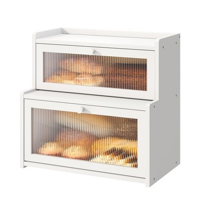 FILWH Double Layer Large Corner Bread Box for Kitchen Countertop Storage