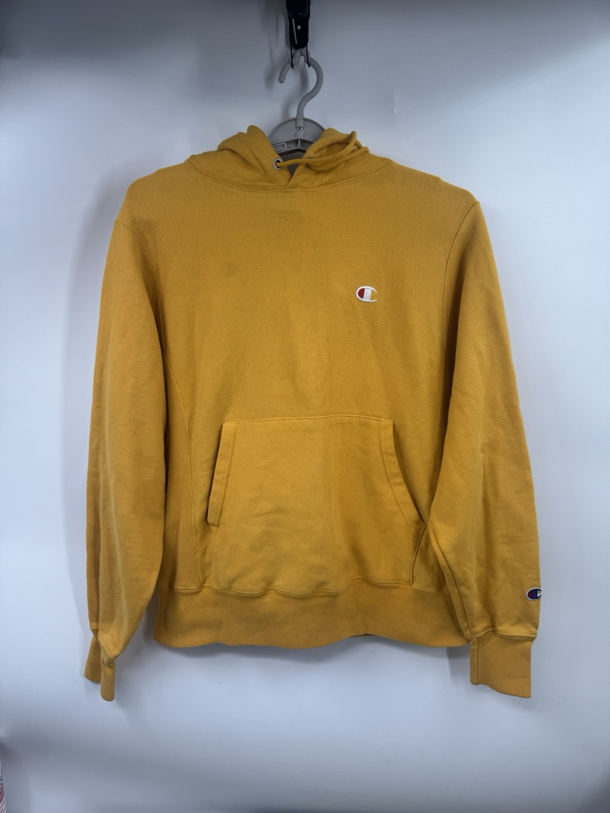 Champion Hoodie Mens Sz Small Yellow Reverse Weave 90s Vtg Heavy