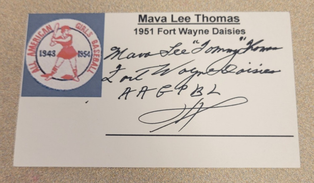 MAVA LEE THOMAS SIGNED AAGPBL BASEBALL 3x5 INDEX CARD AUTOGRAPH AUTO (D.2013)