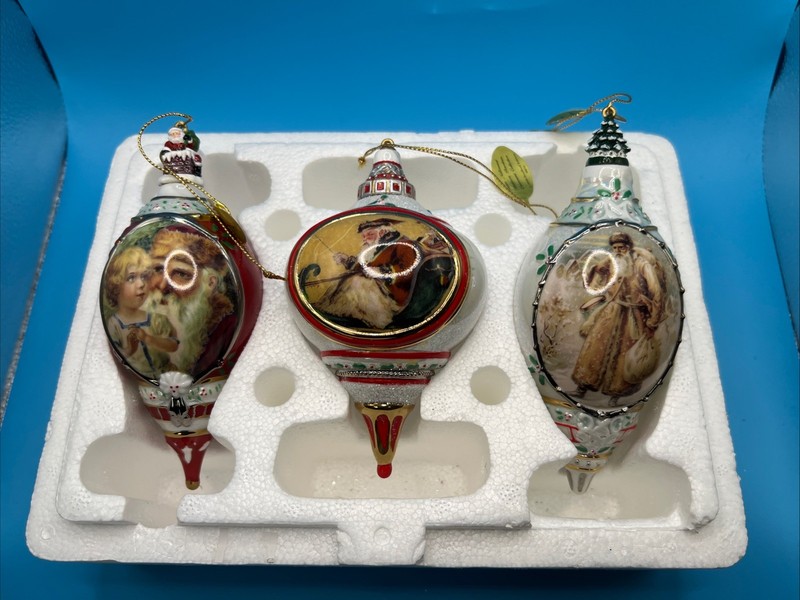 Bradford Edition Santa Millennial Heirloom Porcelain Set of 3 Ornaments