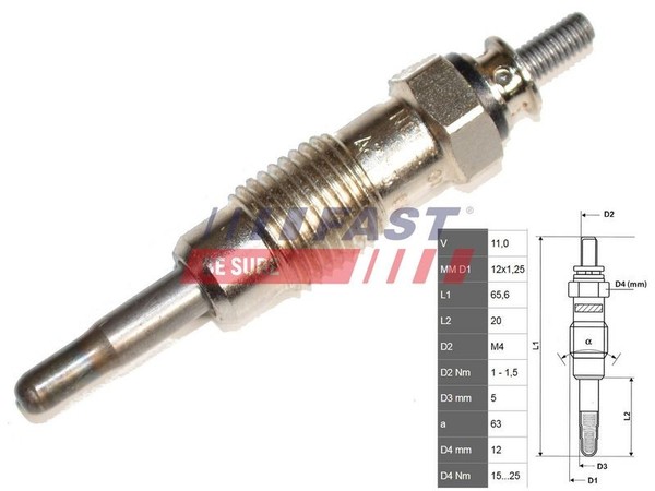Fast GlüHkerze FT82722 FüR Bedford CitroËN Passend FüR Fiat Ford-image