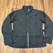 Vtg Nike Gray Tag Puffer Jacket Belted Waist Full Zip Black Youth Large 12-14