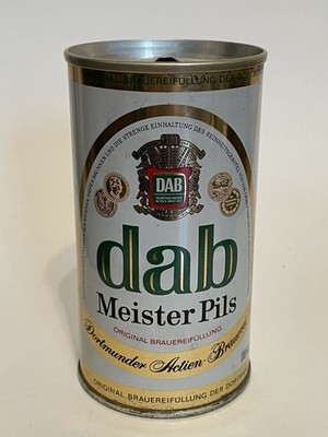 DAB Meister Pils empty beer can, straight steel, Germany, OI on lid