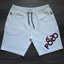 Polo Ralph Lauren Spellout Polo 67 Logo Sweat Shorts Mens M White Performance