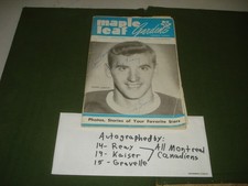 1950 TORONTO MAPLE LEAFS - MONTREAL HOCKEY PROGRAM, AUTOGRAPHED, BEE HIVE RING