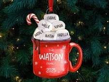 Personalized Christmas Ornament Marshmallow Family Hot Cocoa Cup Gift