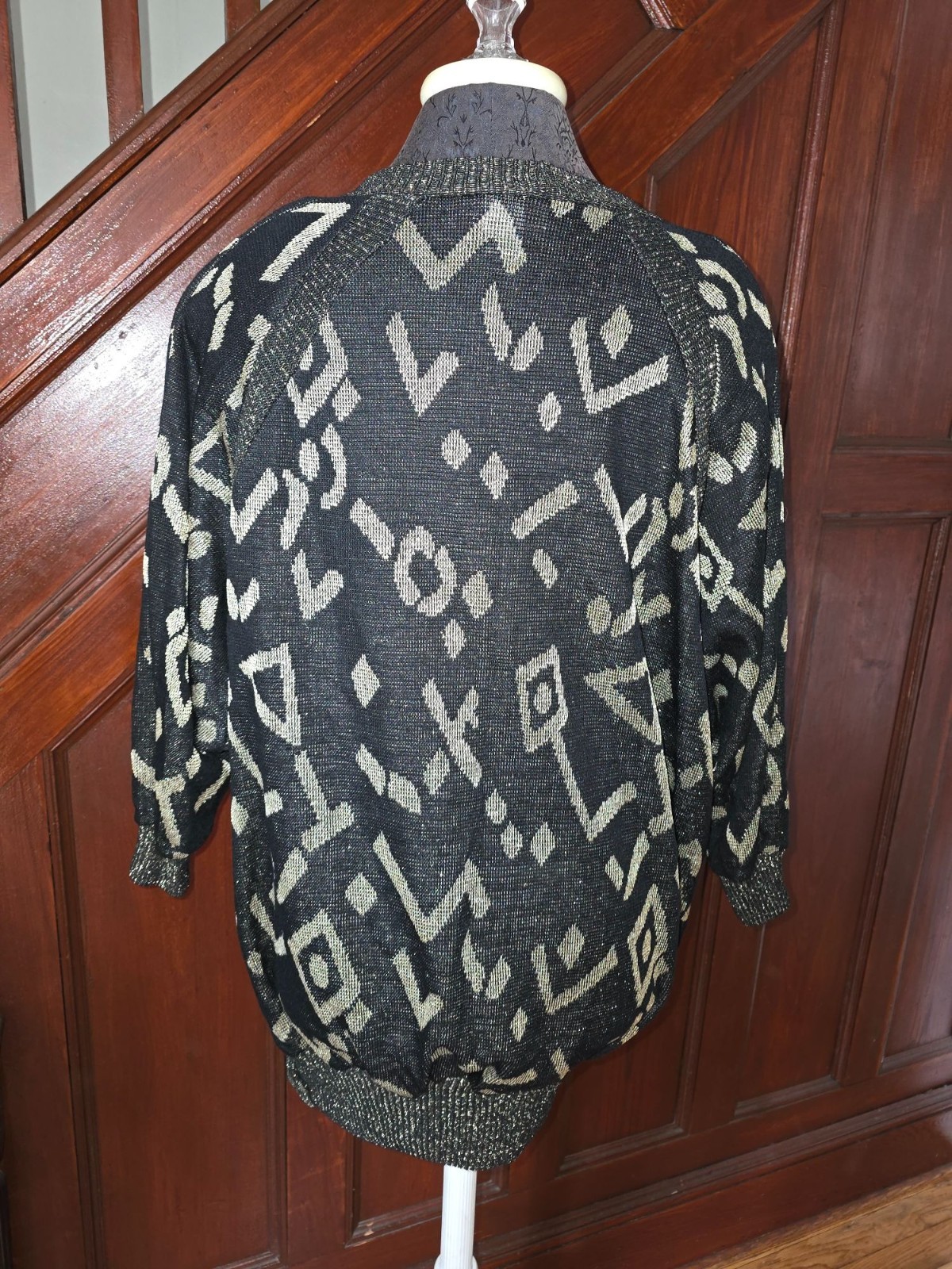 Sharon Anthony Geometric Pattern Sweater Lurex Me… - image 3