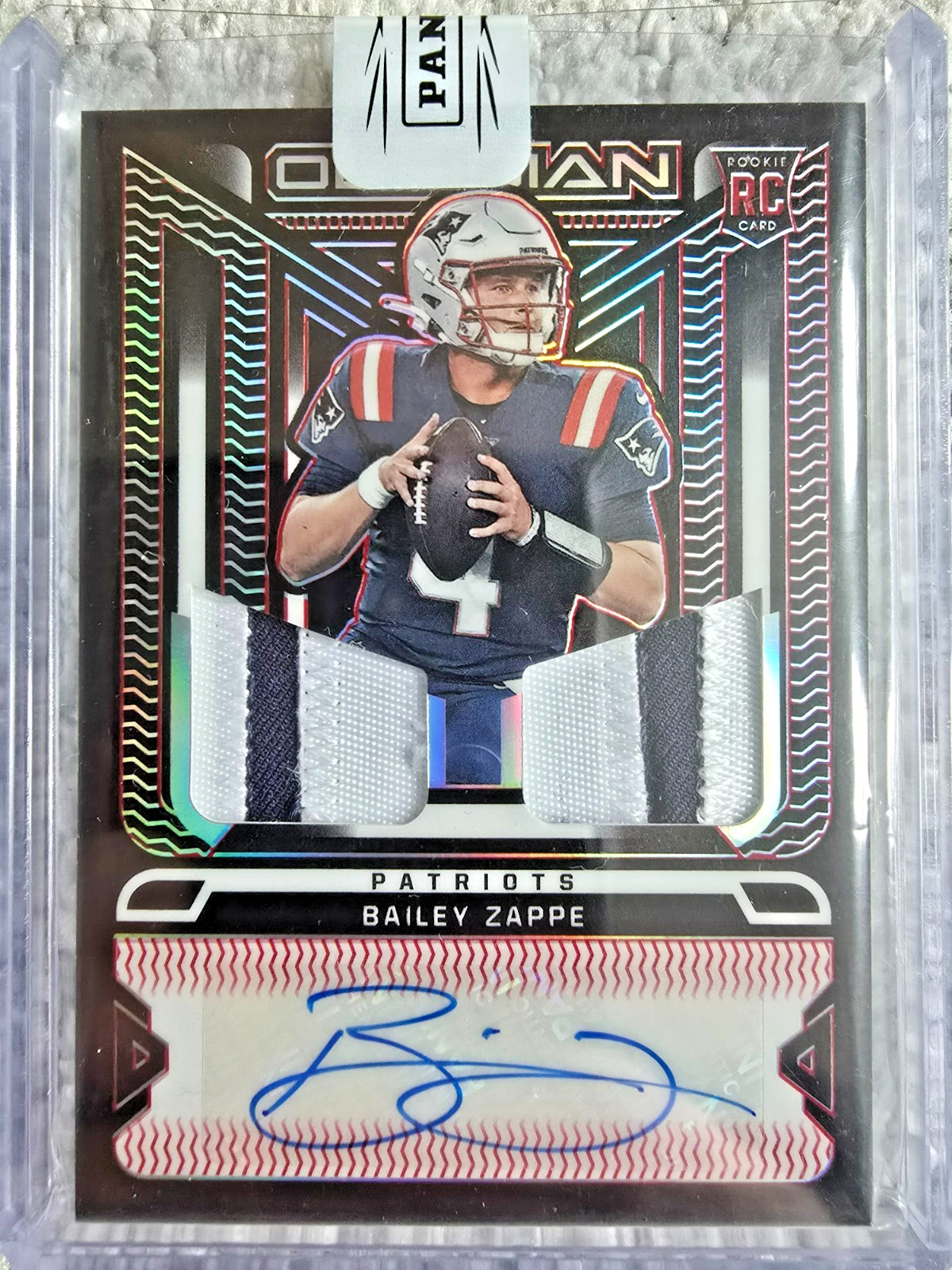 Bailey Zappe Panini Obsidian Rookie Jersey Ink #RJIBZA Electric Etch Red