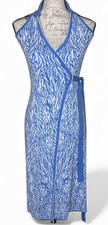 Diane Von Furstenberg DVF x Target Sweater Midi Wrap Dress Sea Blue & White XXS